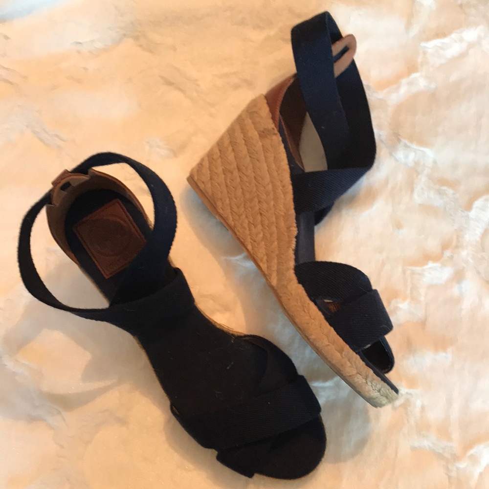 TORY BURCH Strappy Navy 3 1/2” Espadrilles Size 10